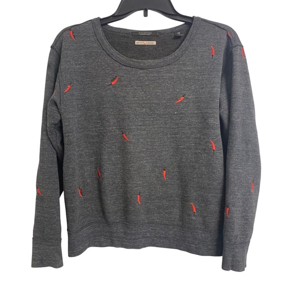 Scotch & Soda Tops - Scotch & Soda Spicy Sunday Chili Pepper Embroidered Sweatshirt Grey XS